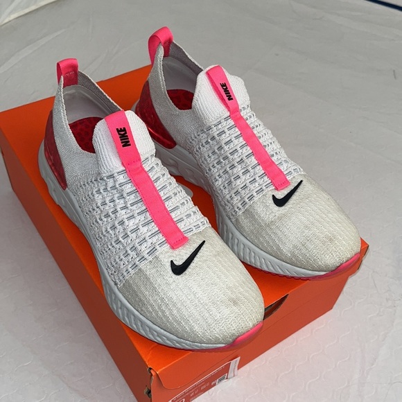 Nike React Phantom Run Flyknit 2 slip on running sneakers white red neon pink - Picture 2 of 8